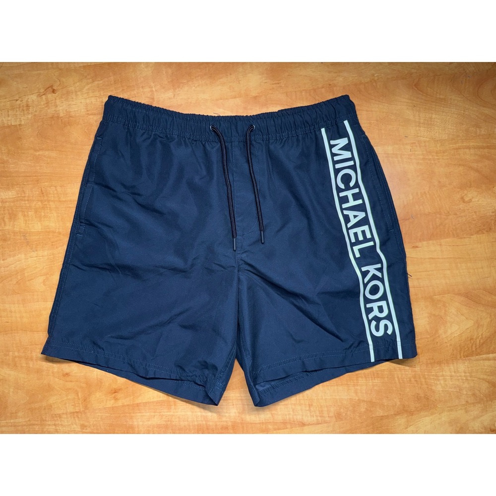 Michael Kors Mens Navy Blue Logo Swim Trunks‎ Board Shorts Size Medium
